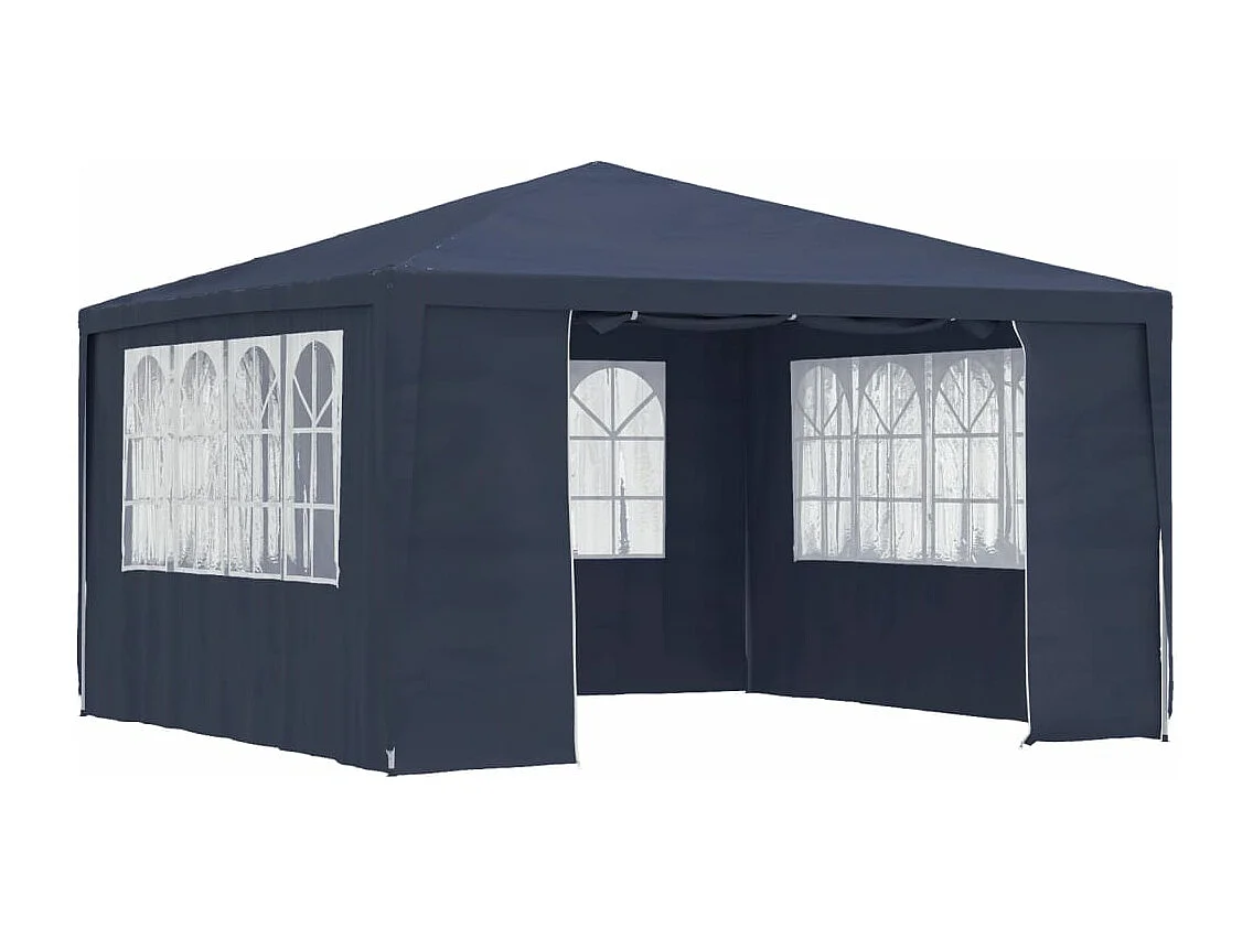 Tente de réception avec parois latérales 4x4 m Bleu 90 g/m²
