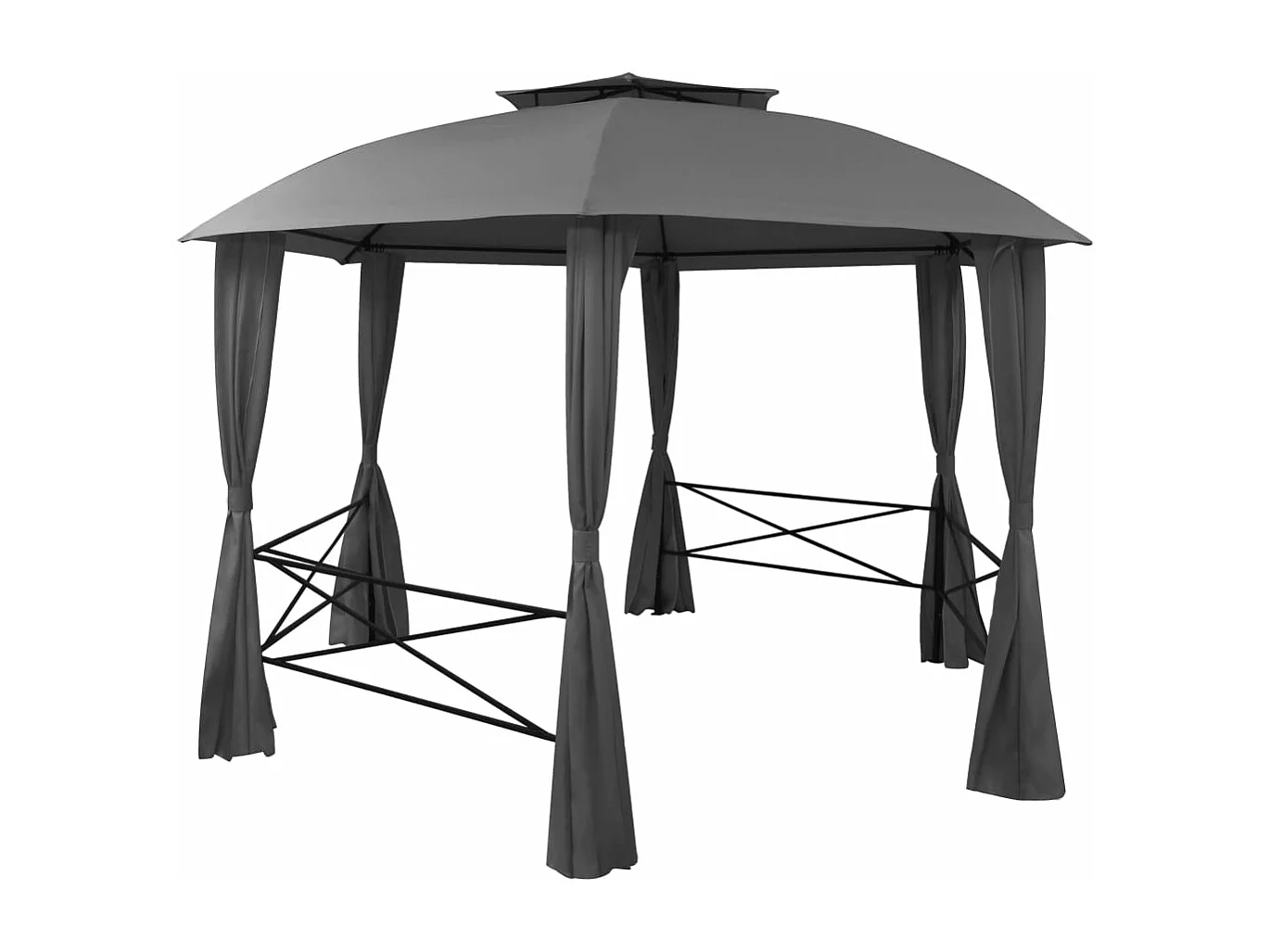 Chapiteau tente de jardin avec rideaux Hexagonal 360 x 265 cm