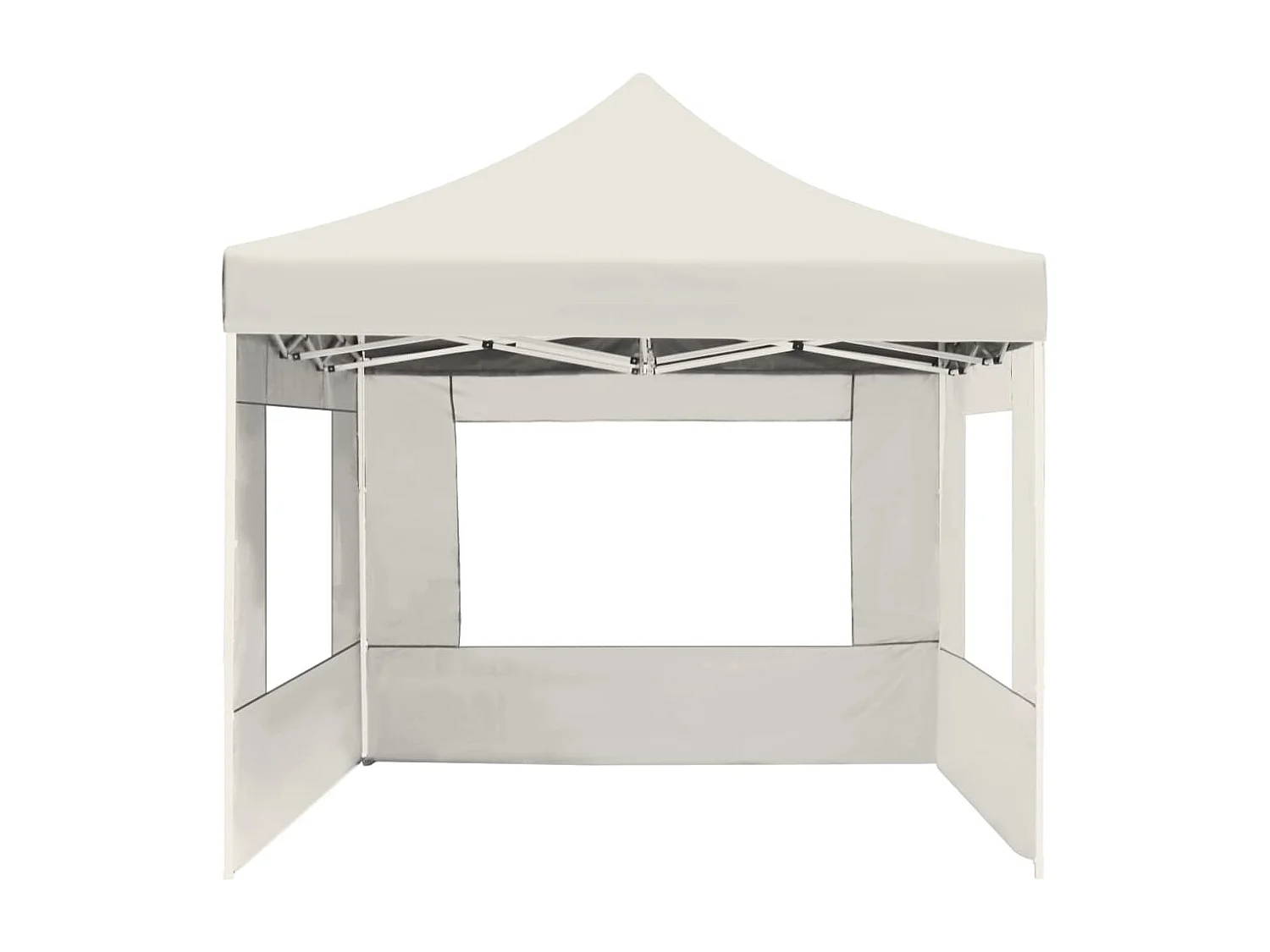 Profi-Partyzelt Faltbar mit Wänden Aluminium 4,5x3 m Creme