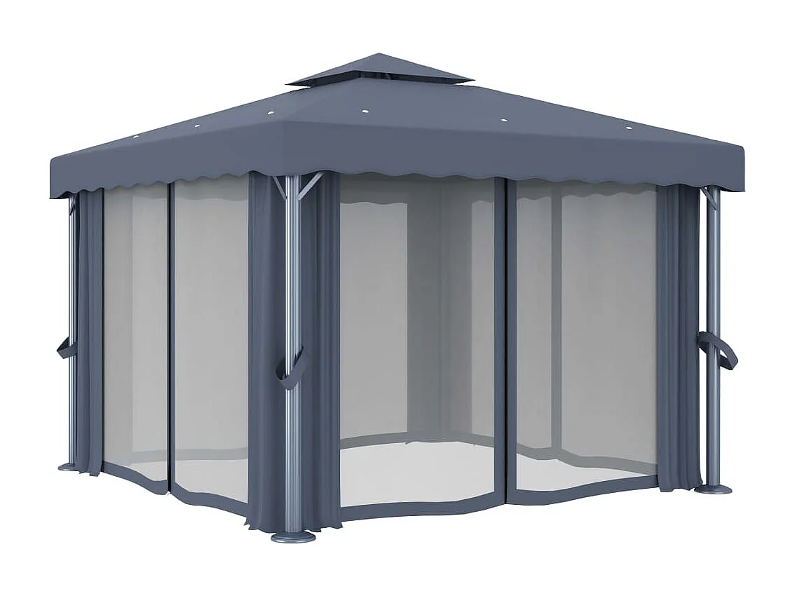 Tonnelle avec rideau 3x3 m Anthracite Aluminium