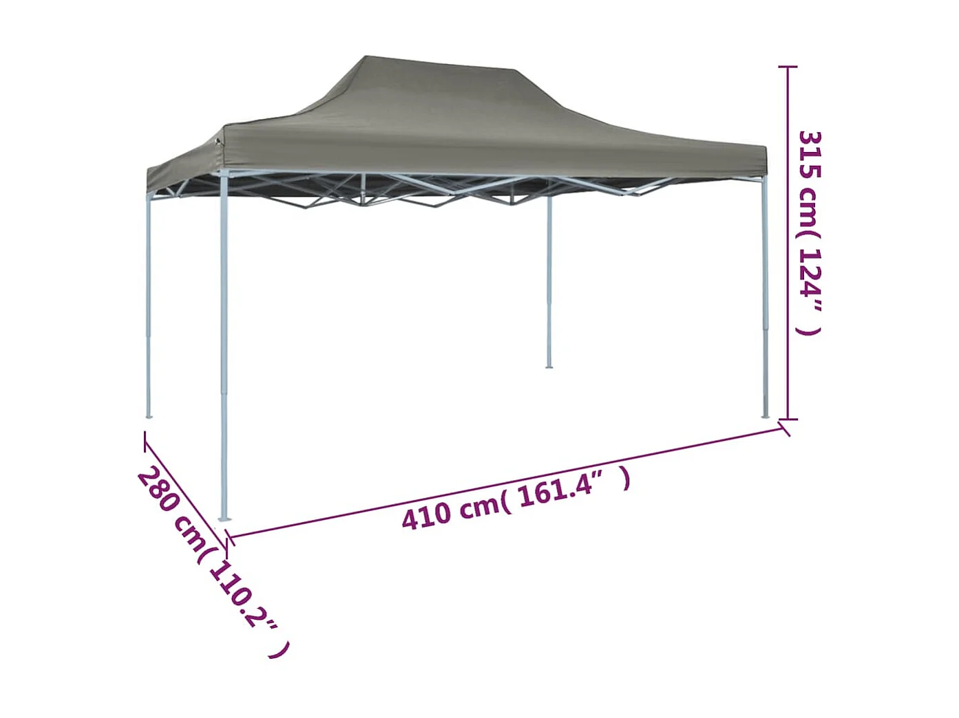 Carpa plegable profesional acero gris antracita 3x4 m