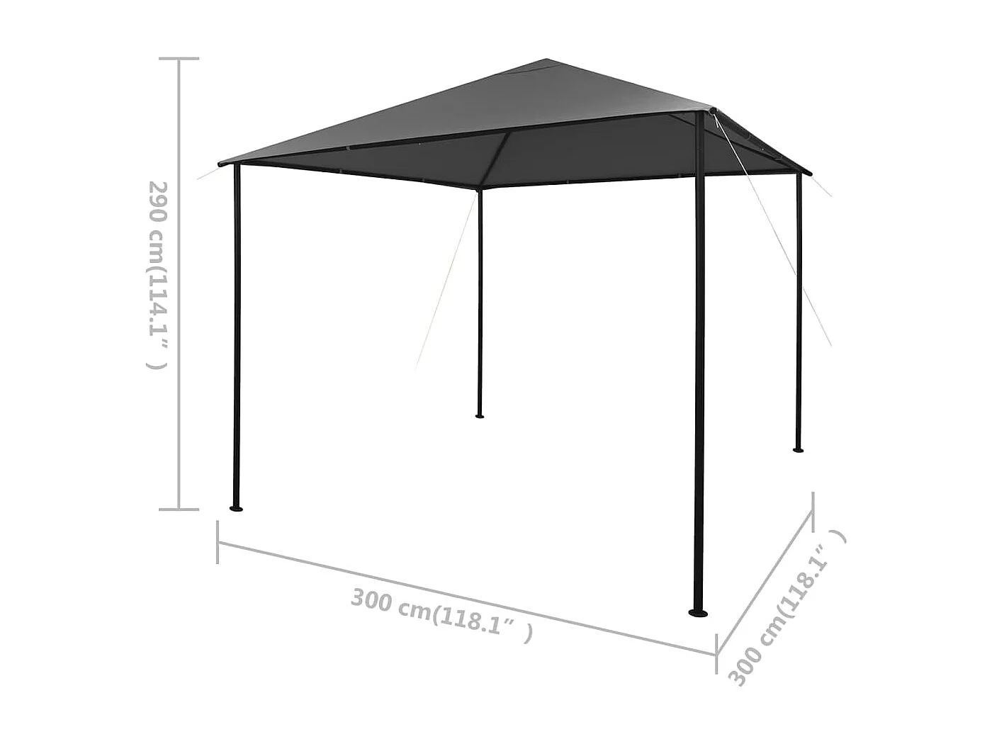 Tenda para festas 3x6 m PE antracite
