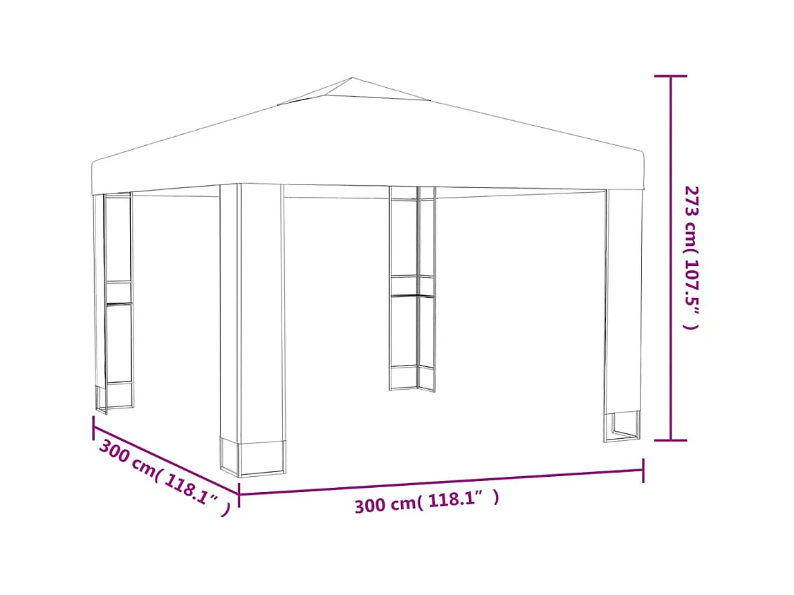 Pavillon mit Doppeldach 3 x 3 m Weiß