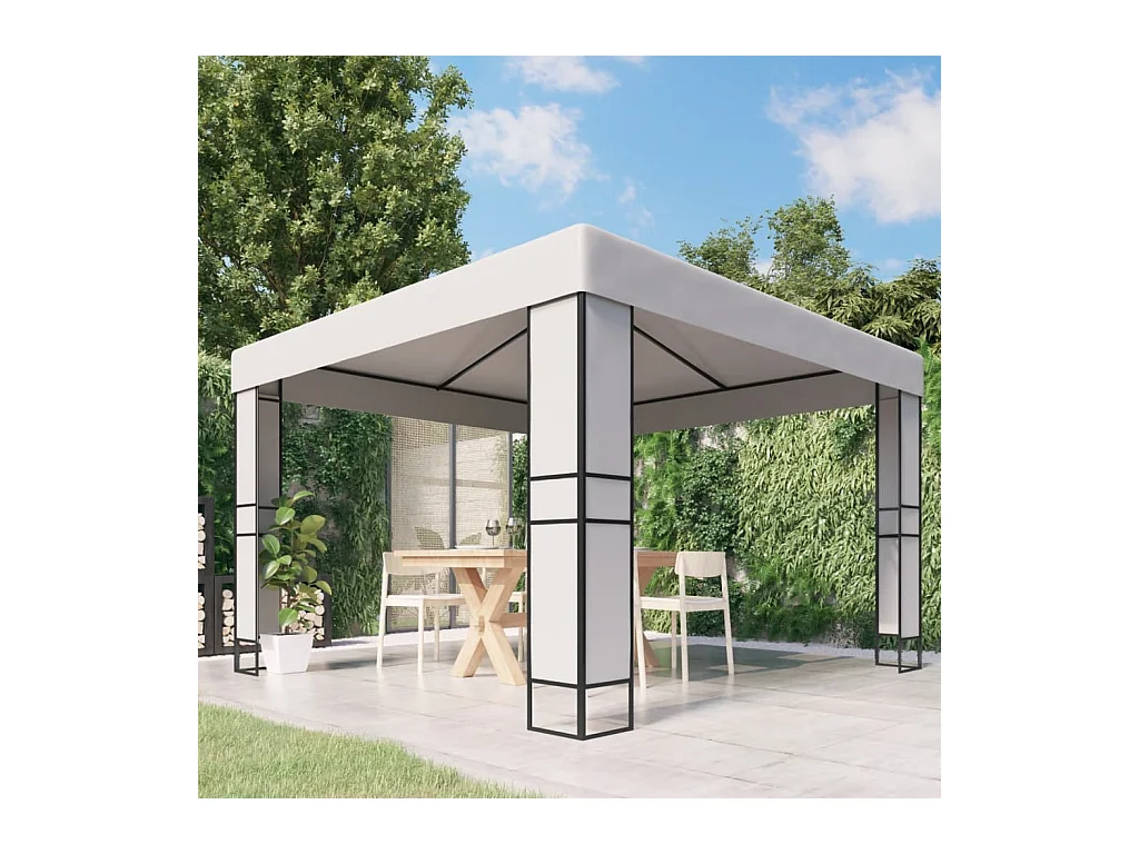 Tonnelle avec toit double 3x3 m Blanc