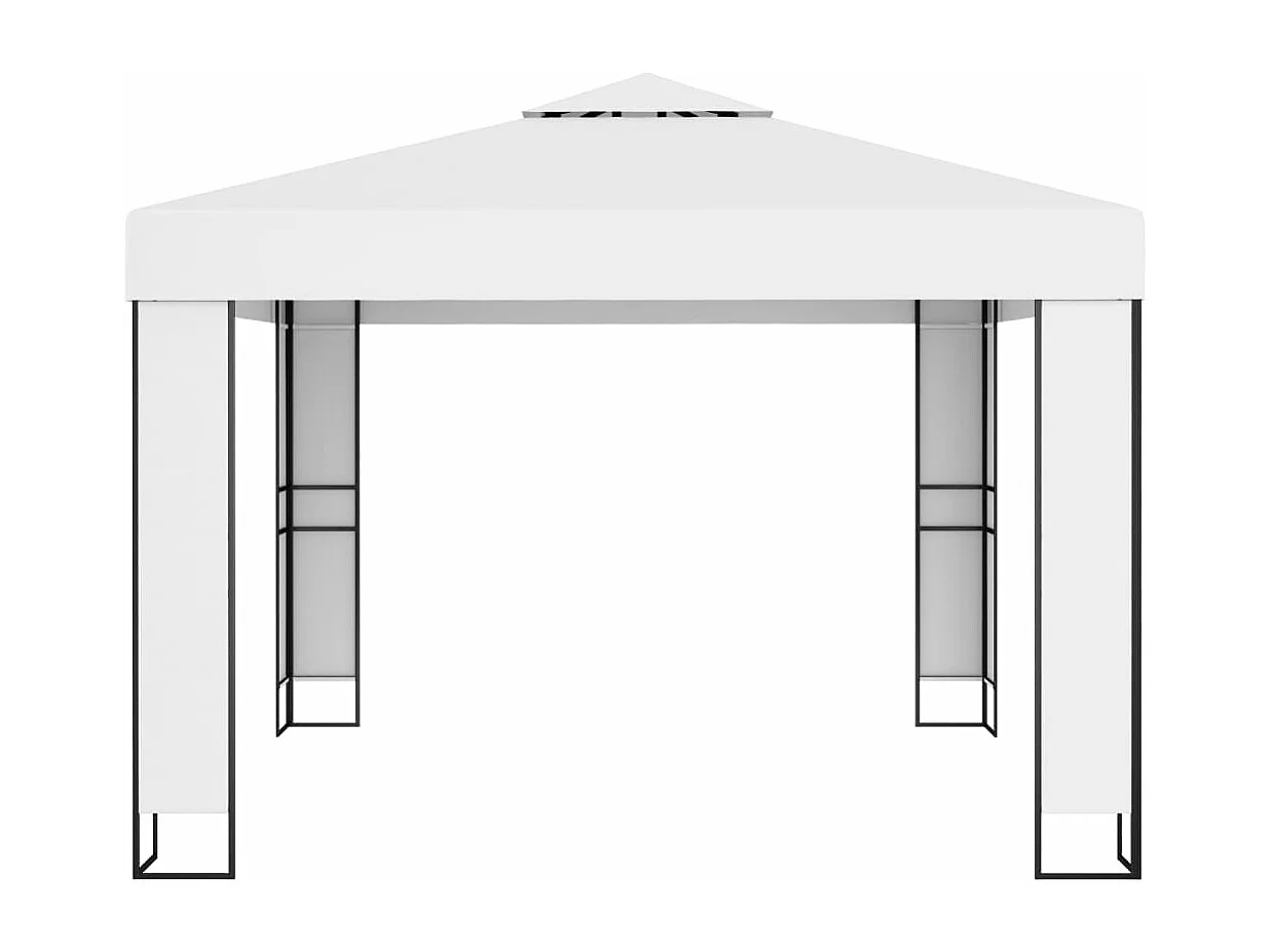 Prieel met dubbel dak 3x3 m wit