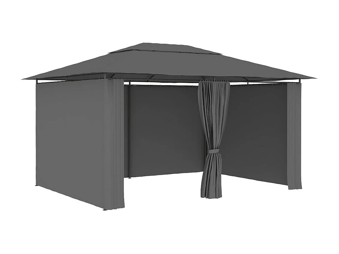 Tonnelle de jardin avec rideaux 4 x 3 m Anthracite