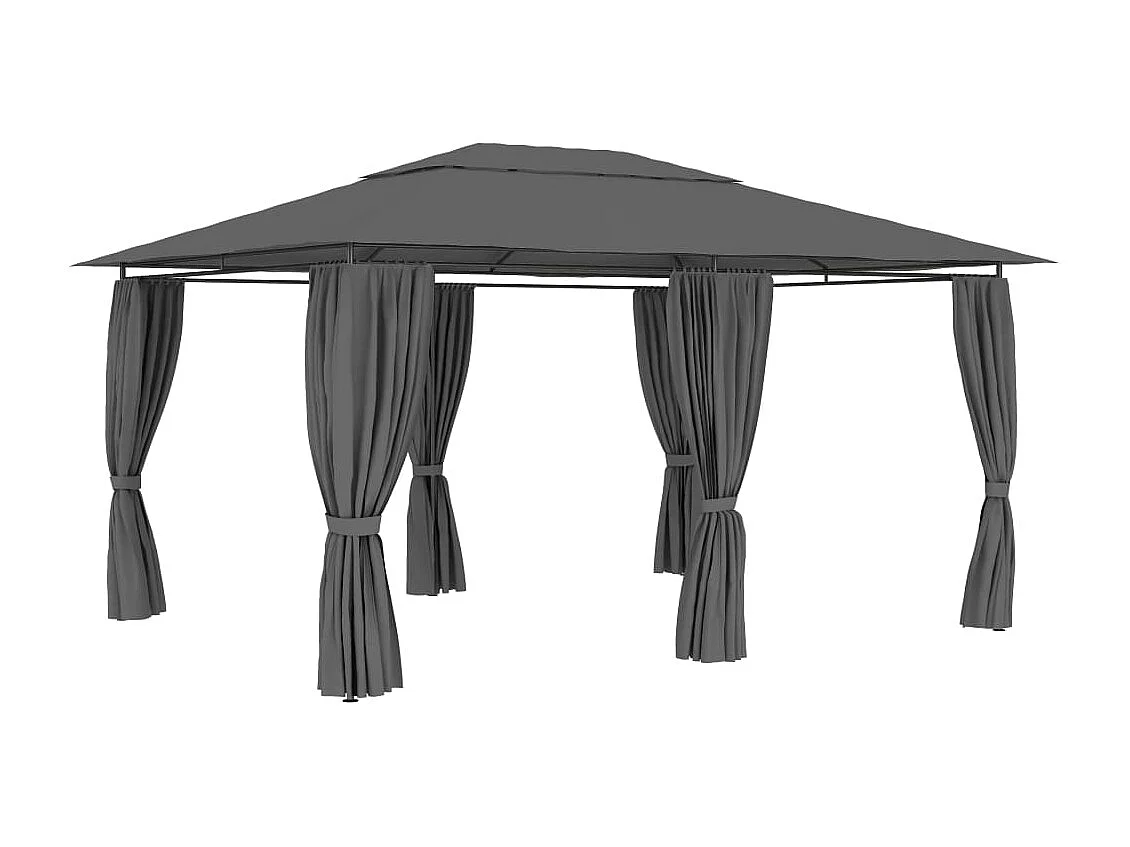 Tonnelle de jardin avec rideaux 4 x 3 m Anthracite