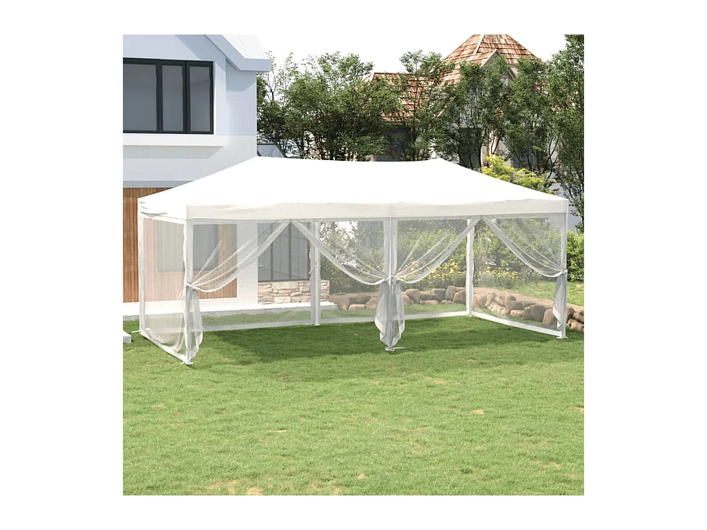 Tente de réception pliable avec parois Blanc 3x6 m