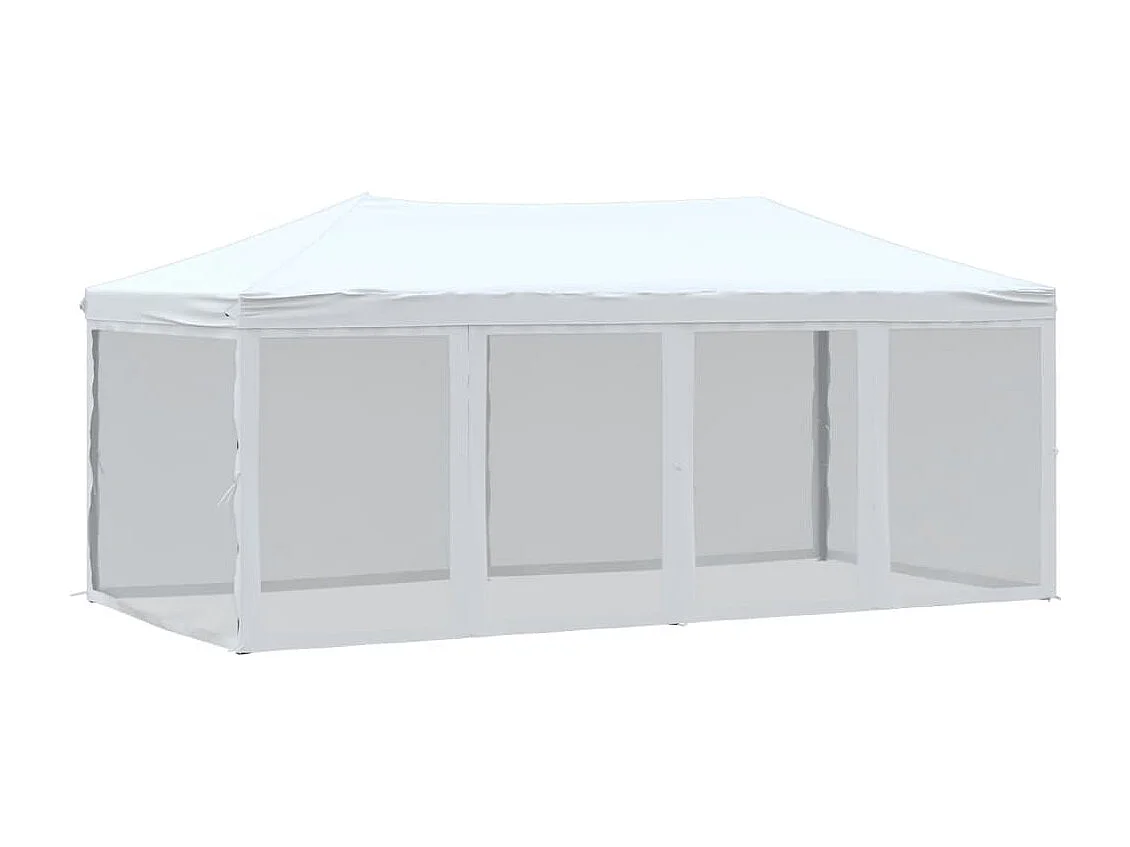 Tente de réception pliable avec parois Blanc 3x6 m