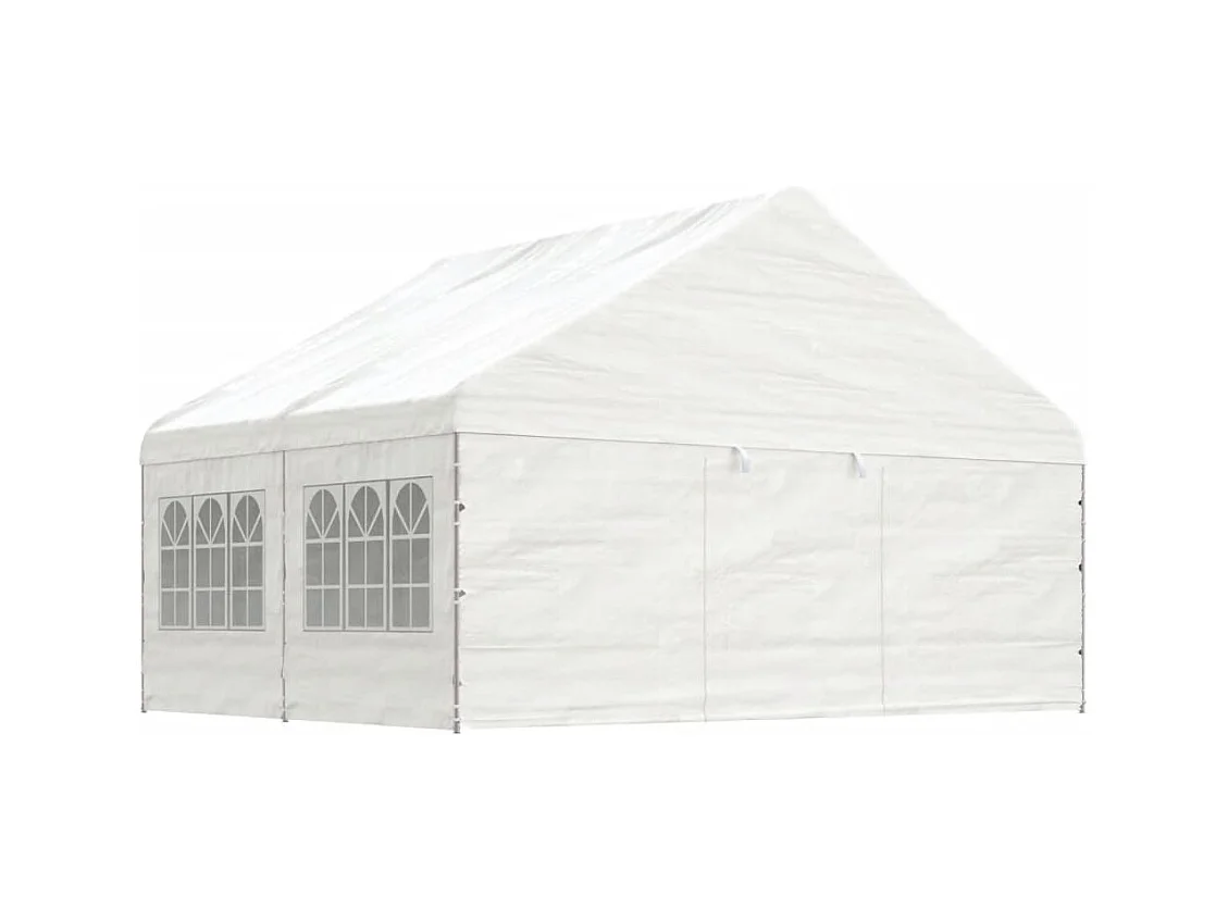 Belvédère avec toit blanc 4,46x5,88x3,75 m polyéthylène
