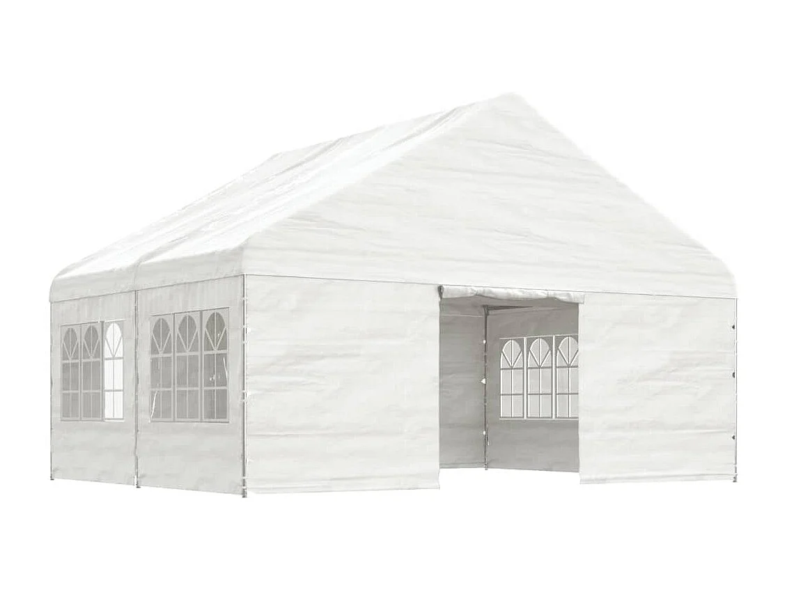 Pavillon mit Dach Weiß 4,46x5,88x3,75 m Polyethylen