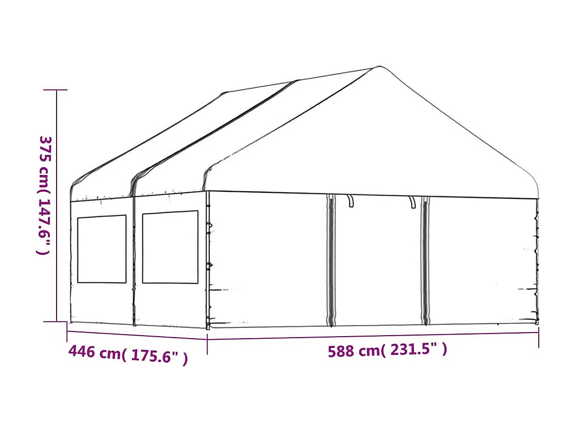 Pavillon mit Dach Weiß 4,46x5,88x3,75 m Polyethylen