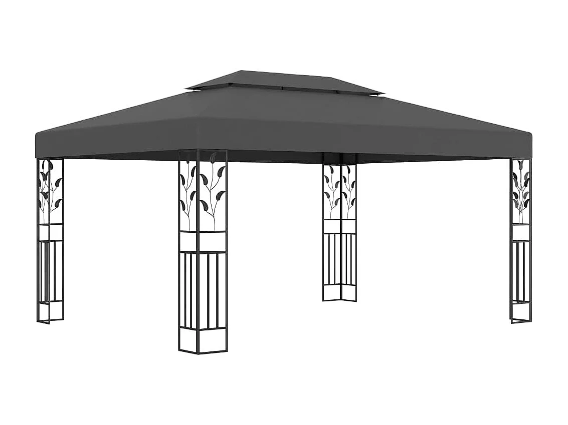 Prieel met dubbel dak en LED-lichtslinger 3x4 m antracietkleur