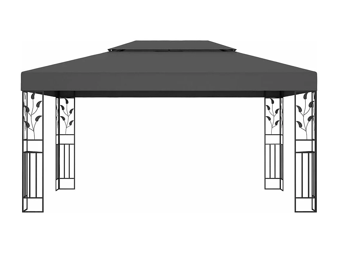 Prieel met dubbel dak en LED-lichtslinger 3x4 m antracietkleur