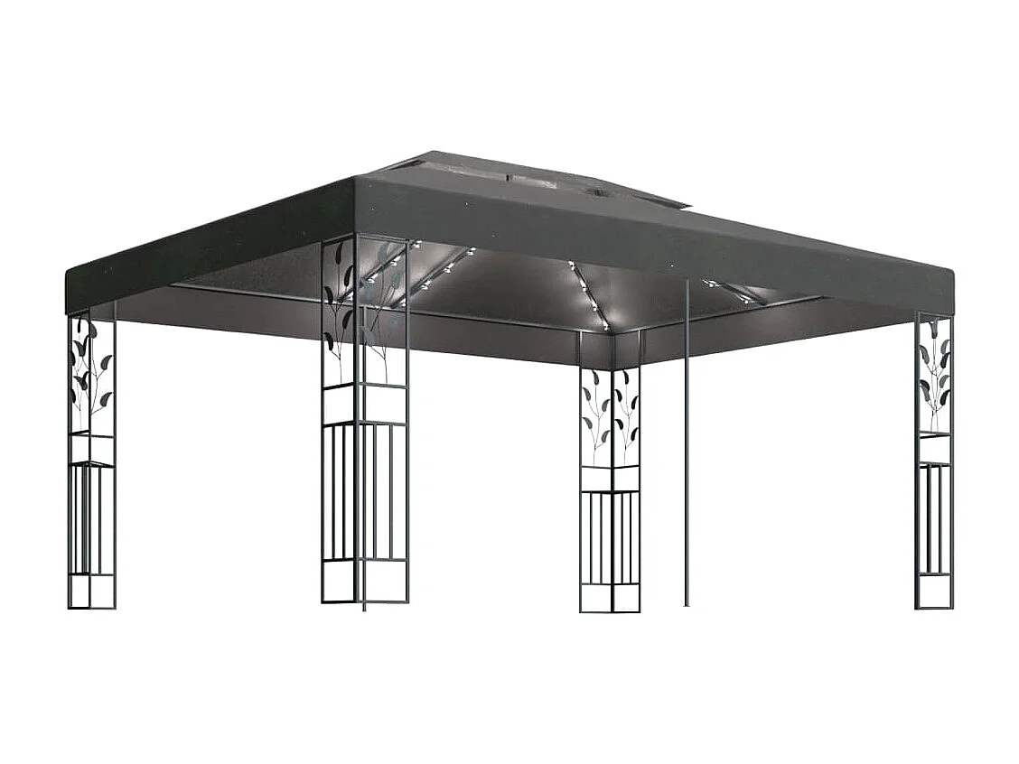 Tonnelle avec double toit et lumières LED 3x4 m Anthracite