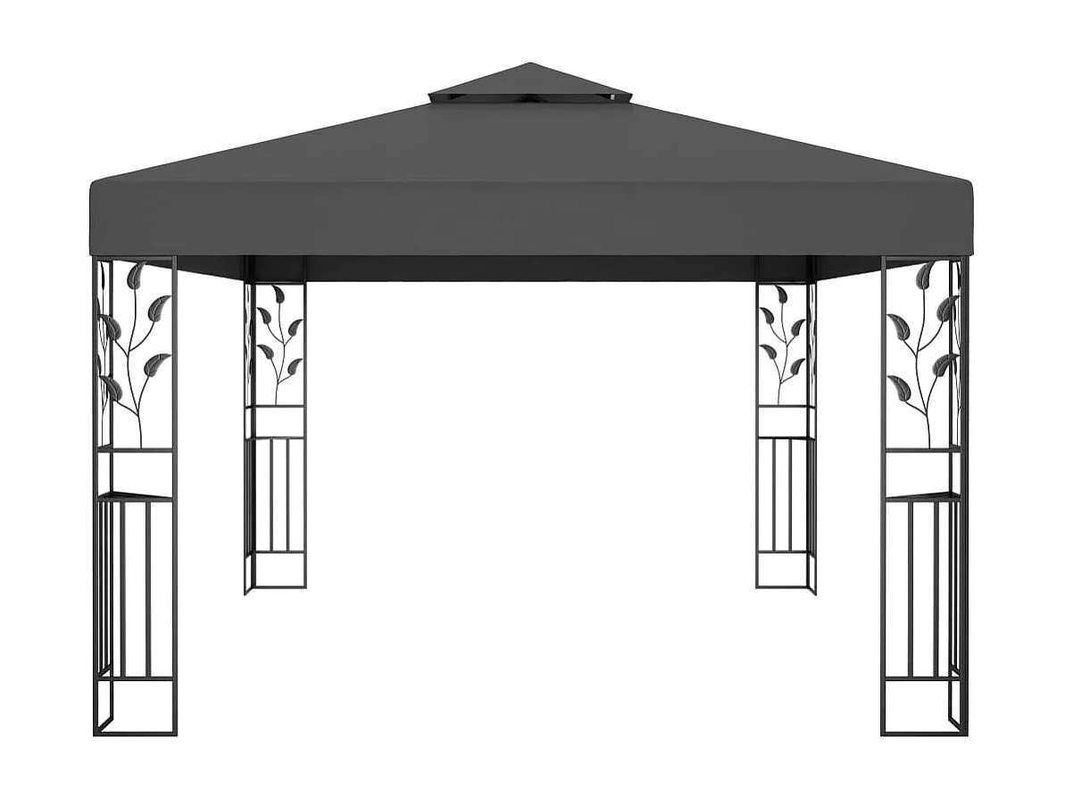 Tonnelle avec double toit et lumières LED 3x4 m Anthracite