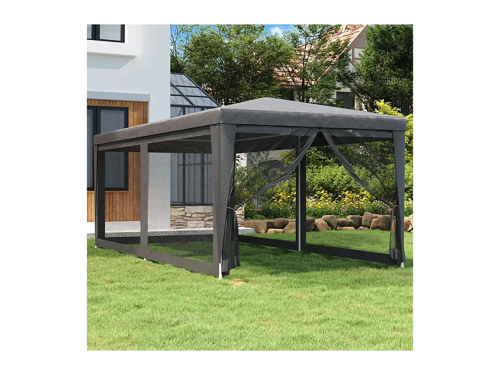 Tente de fête avec 6 parois latérales en maille Anthracite 3x6m