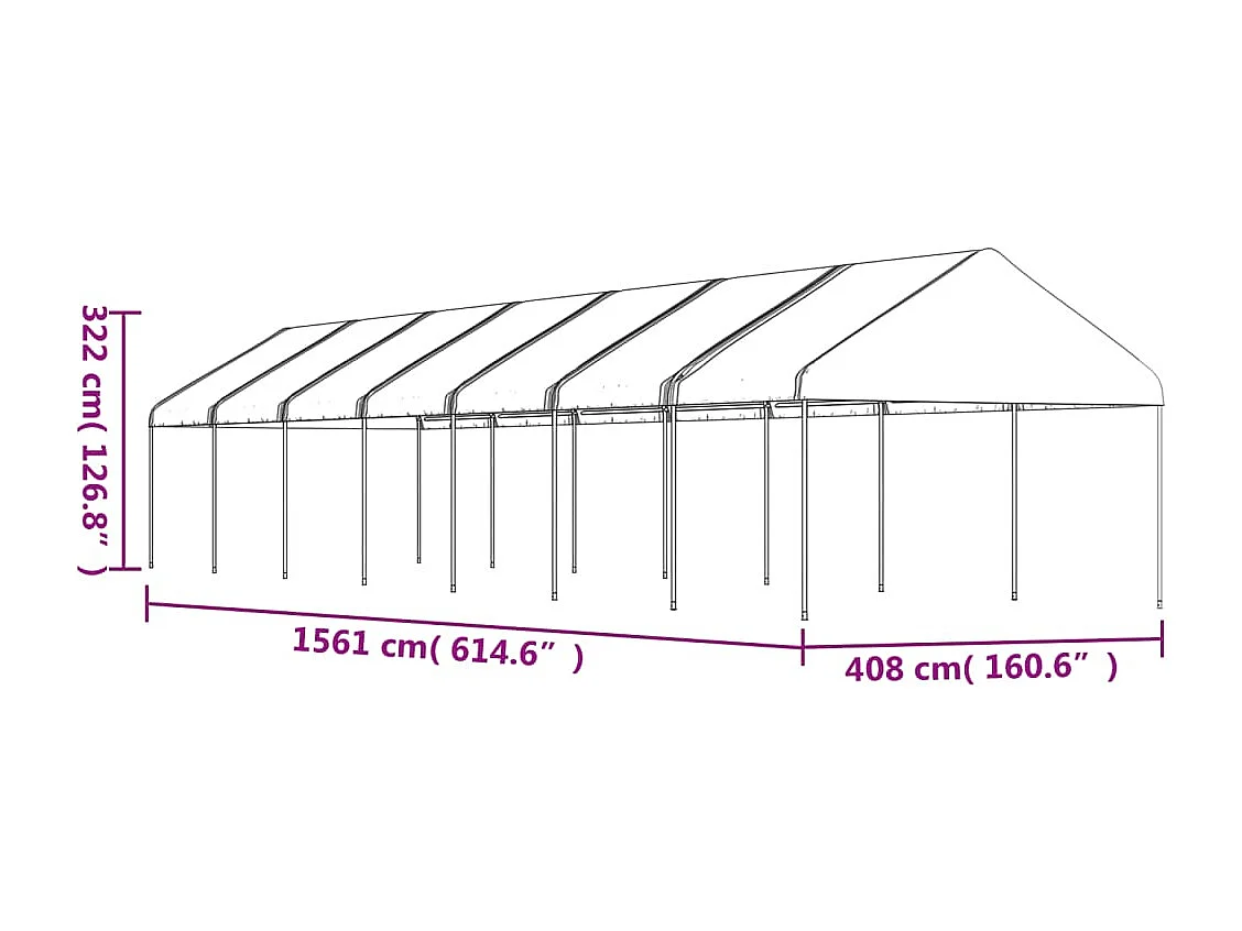 Belvédère avec toit blanc 15,61x4,08x3,22 m polyéthylène