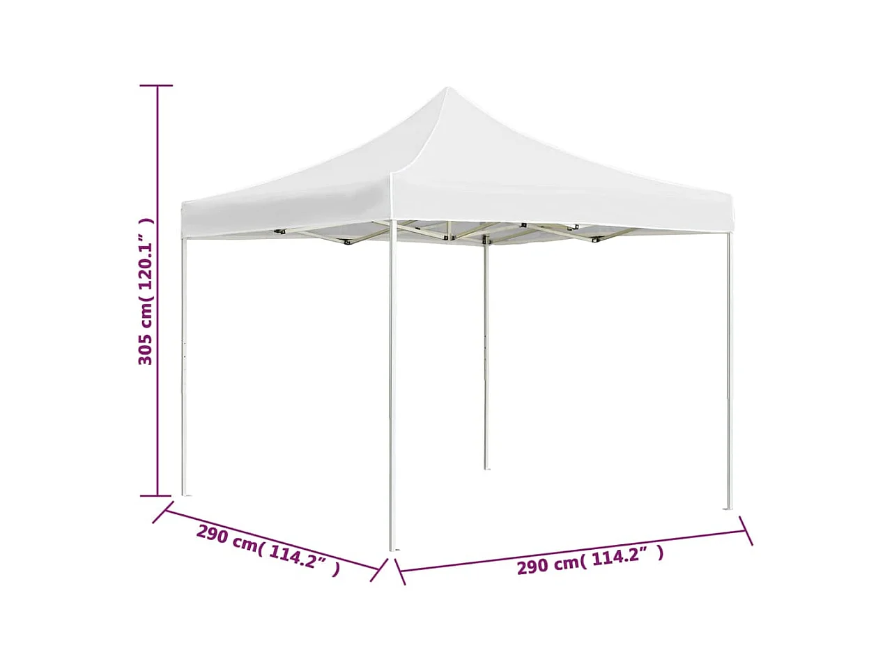 Tente de réception pliable Aluminium 3 x 3 m Blanc
