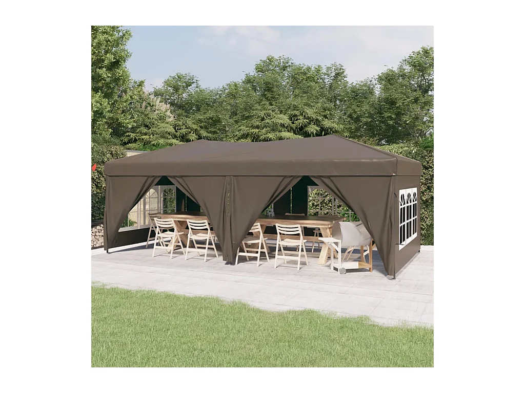 Tente de réception pliable avec parois Taupe 3x6 m
