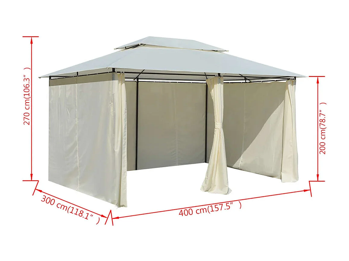 Gazebo/tenda de jardim com cortinas, 3,5 x 2,7 m