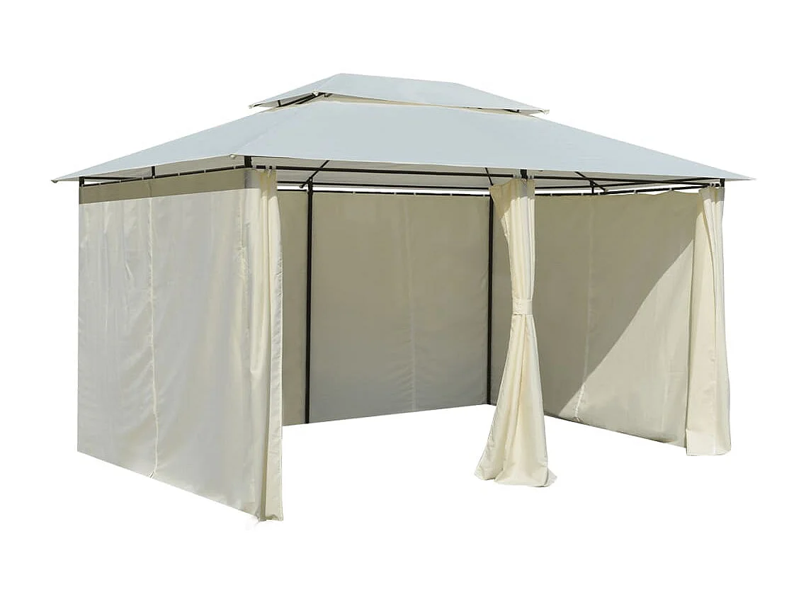 Tonnelle avec rideaux 4 x 3 m Blanc