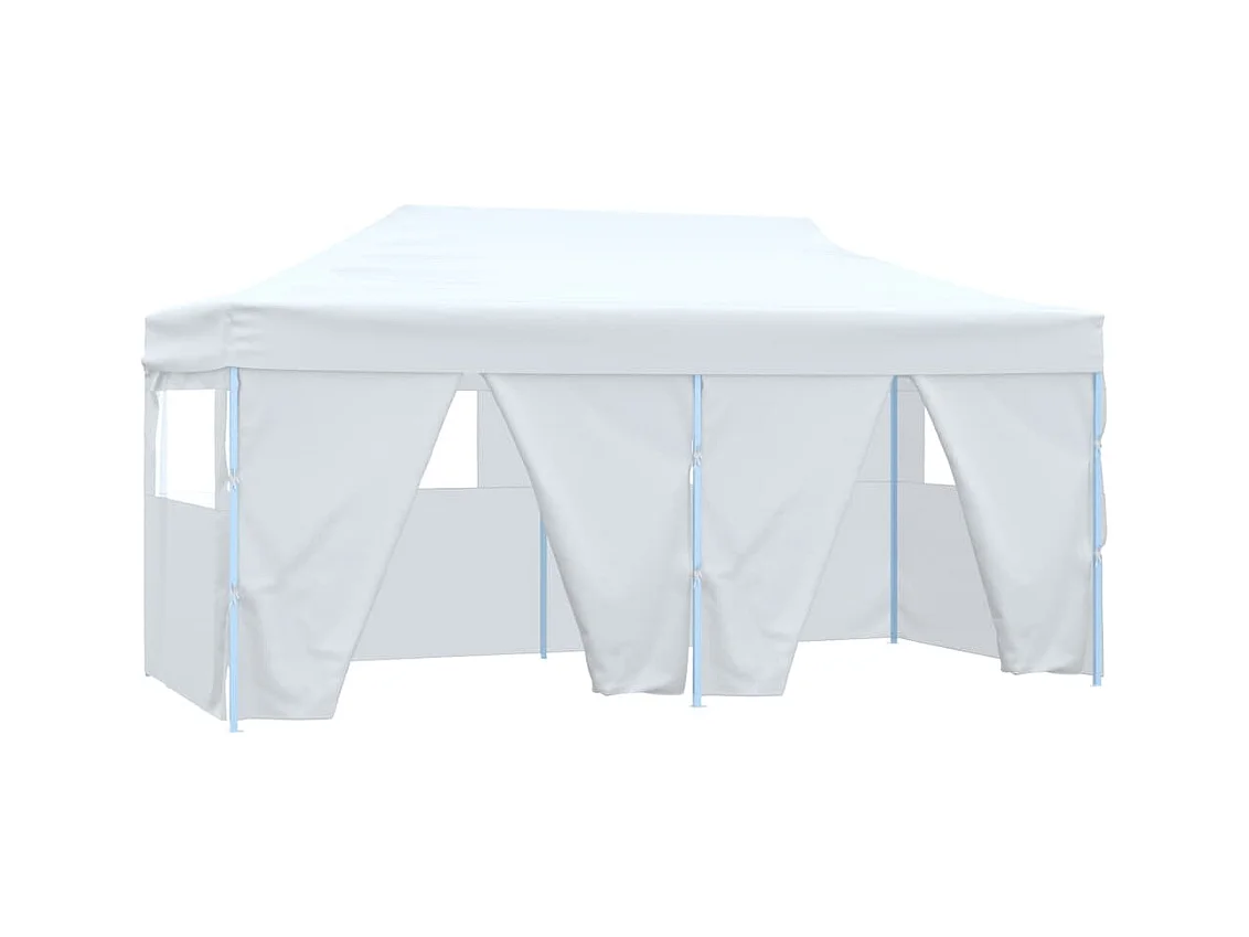 Partytent met 4 zijwanden inklapbaar 3x6 m staal wit
