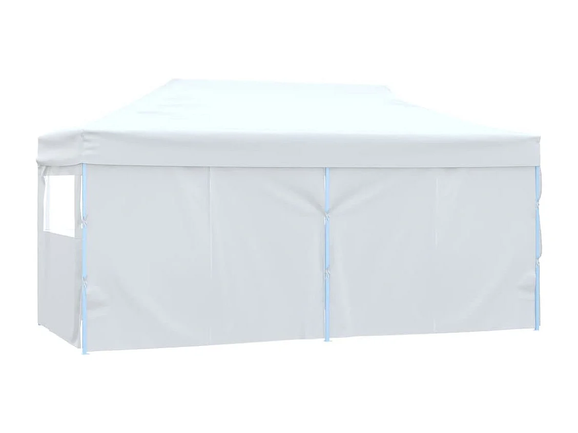 Tente de réception pliable avec 4 parois 3x6 m Acier Blanc