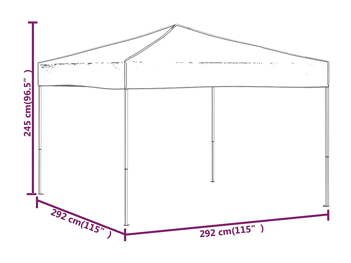 Tenda per Feste Pieghevole Nera 3x3 m