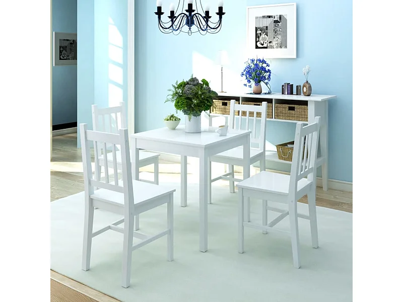 Set da pranzo da 5 pezzi in legno di pino bianco