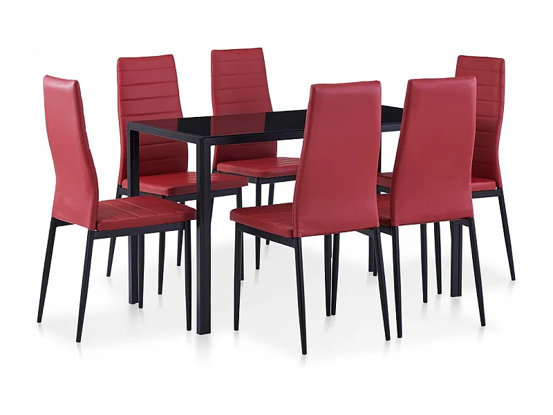 Mobili per sala da pranzo 7 pz. Rosso bordeaux