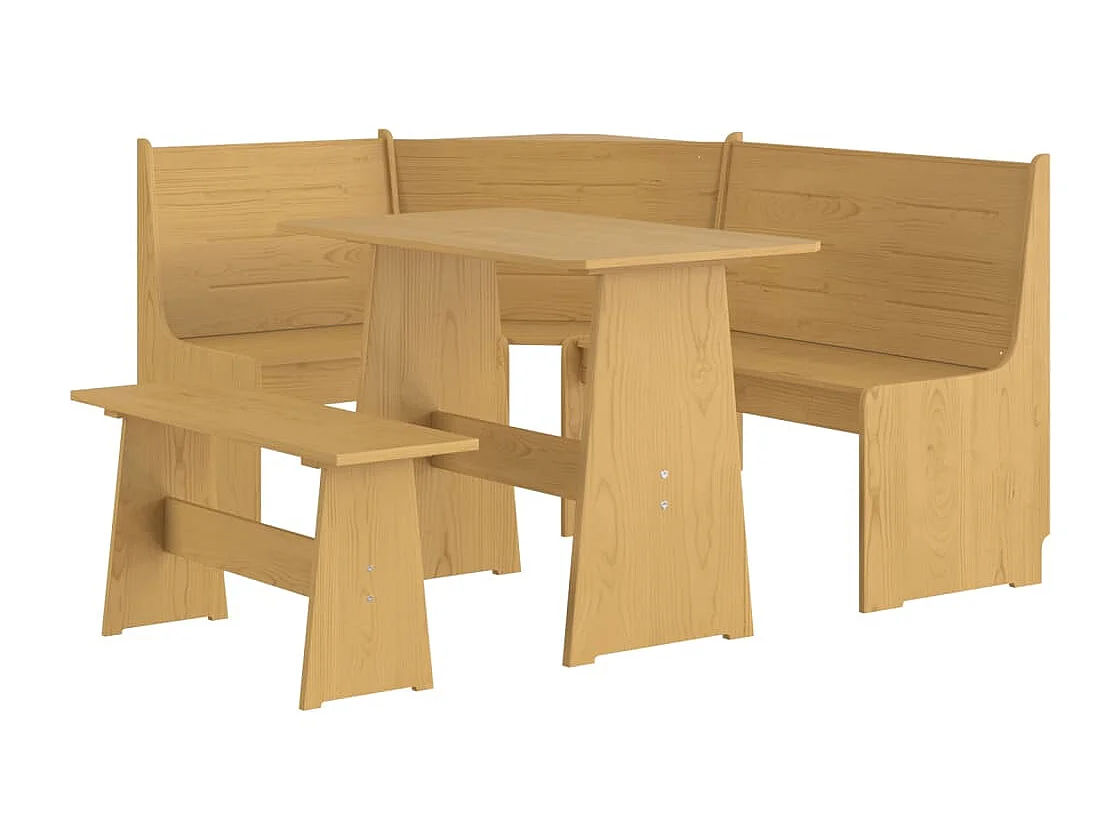 Ensemble à manger REINE 3 pcs marron miel bois de pin massif