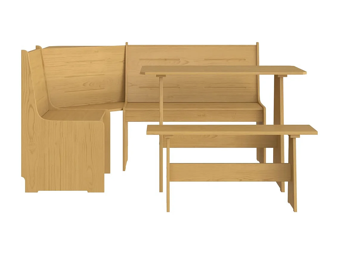 Ensemble à manger REINE 3 pcs marron miel bois de pin massif