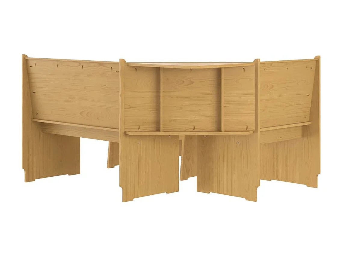 Ensemble à manger REINE 3 pcs marron miel bois de pin massif