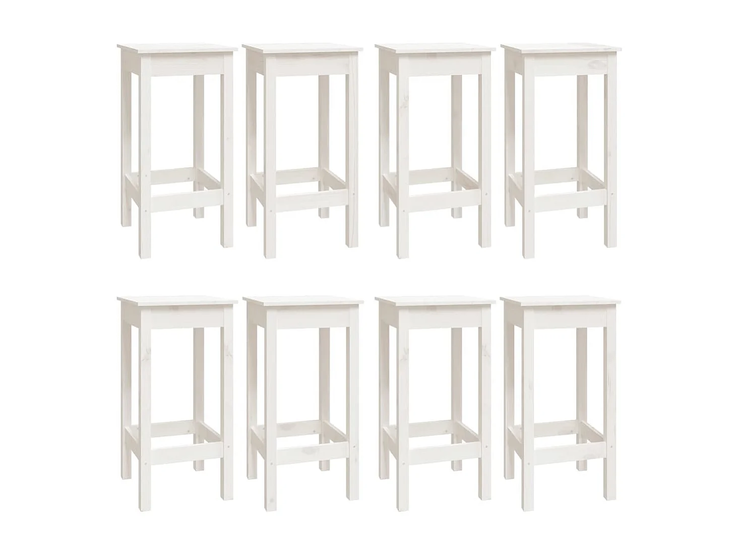 Set da bar 9 pezzi. Legno di pino massiccio bianco