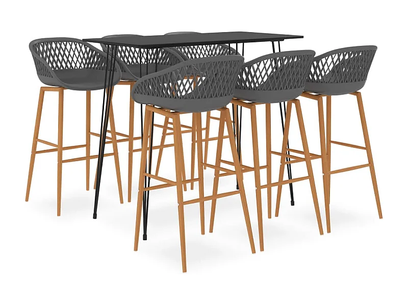 Juego de bar 7 piezas Negro y gris