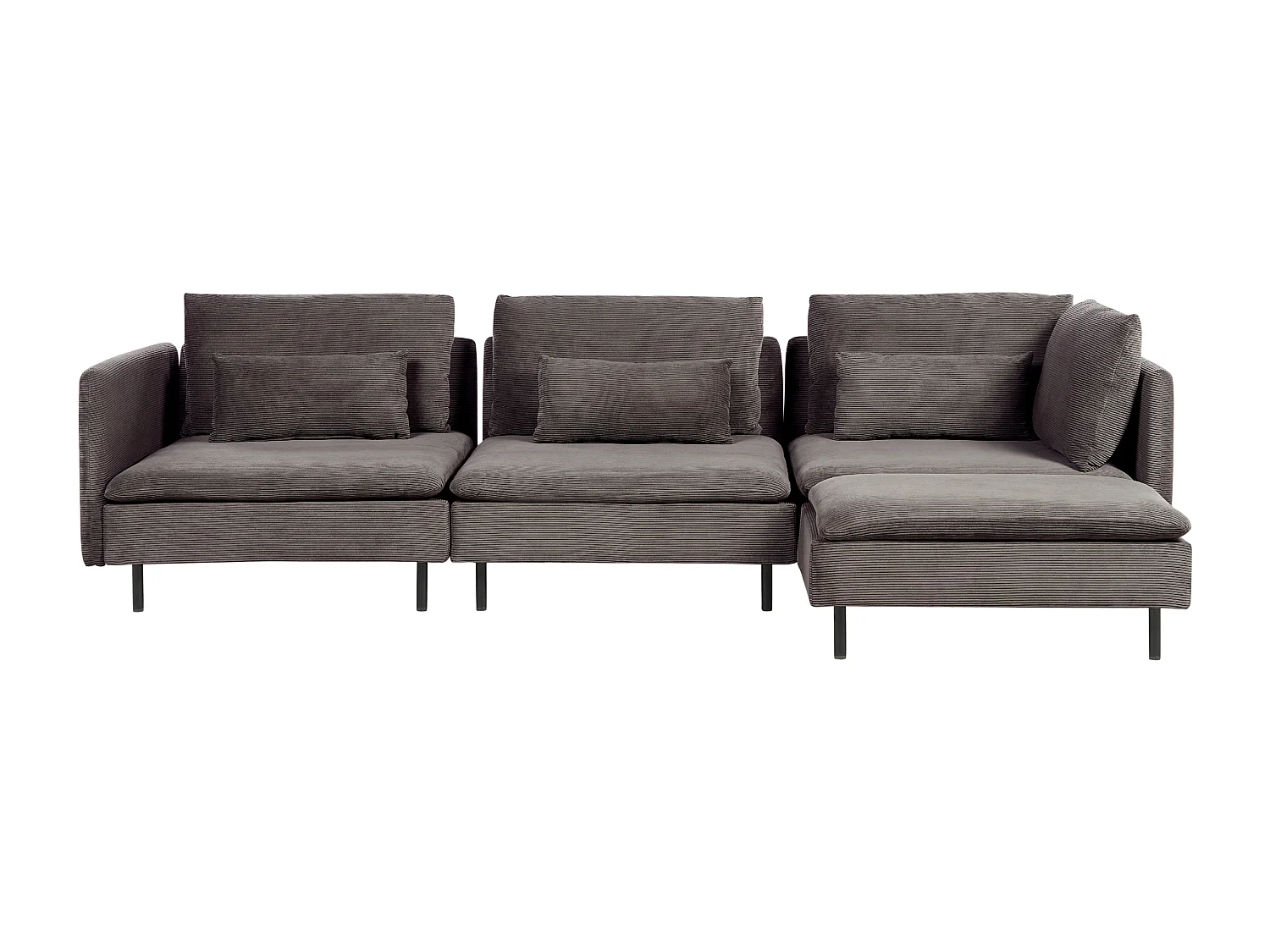 Canapé d'angle modulable 3 places EGERIS Velours côtelé Marron foncé Côté droite