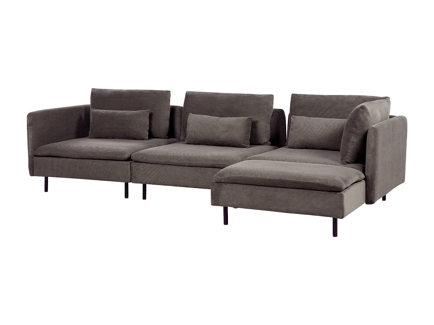 Canapé d'angle modulable 3 places EGERIS Velours côtelé Marron foncé Côté droite