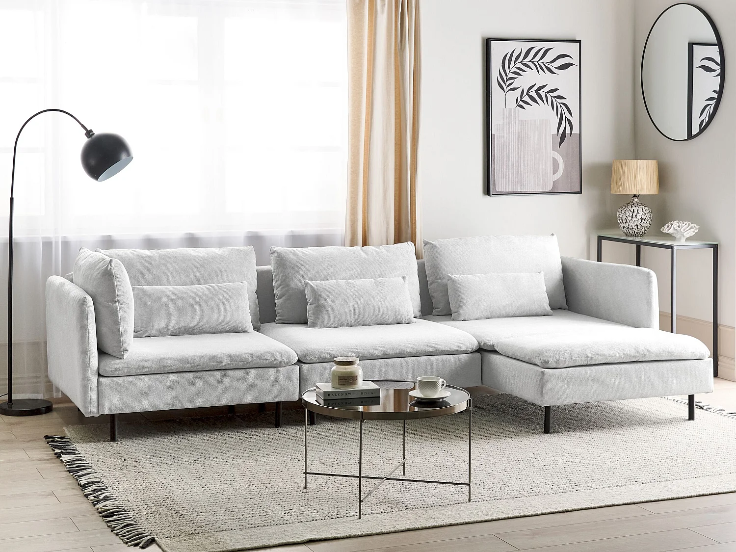 Modul Ecksofa EGERIS Stoff Hellgrau 3-Sitzer linksseitig