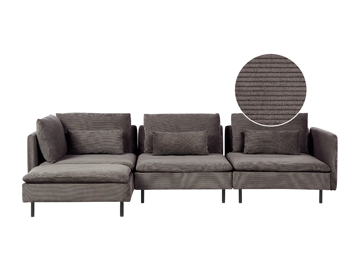 Sofá de canto modular EGERIS Bombazine Castanho escuro 3 lugares à direita