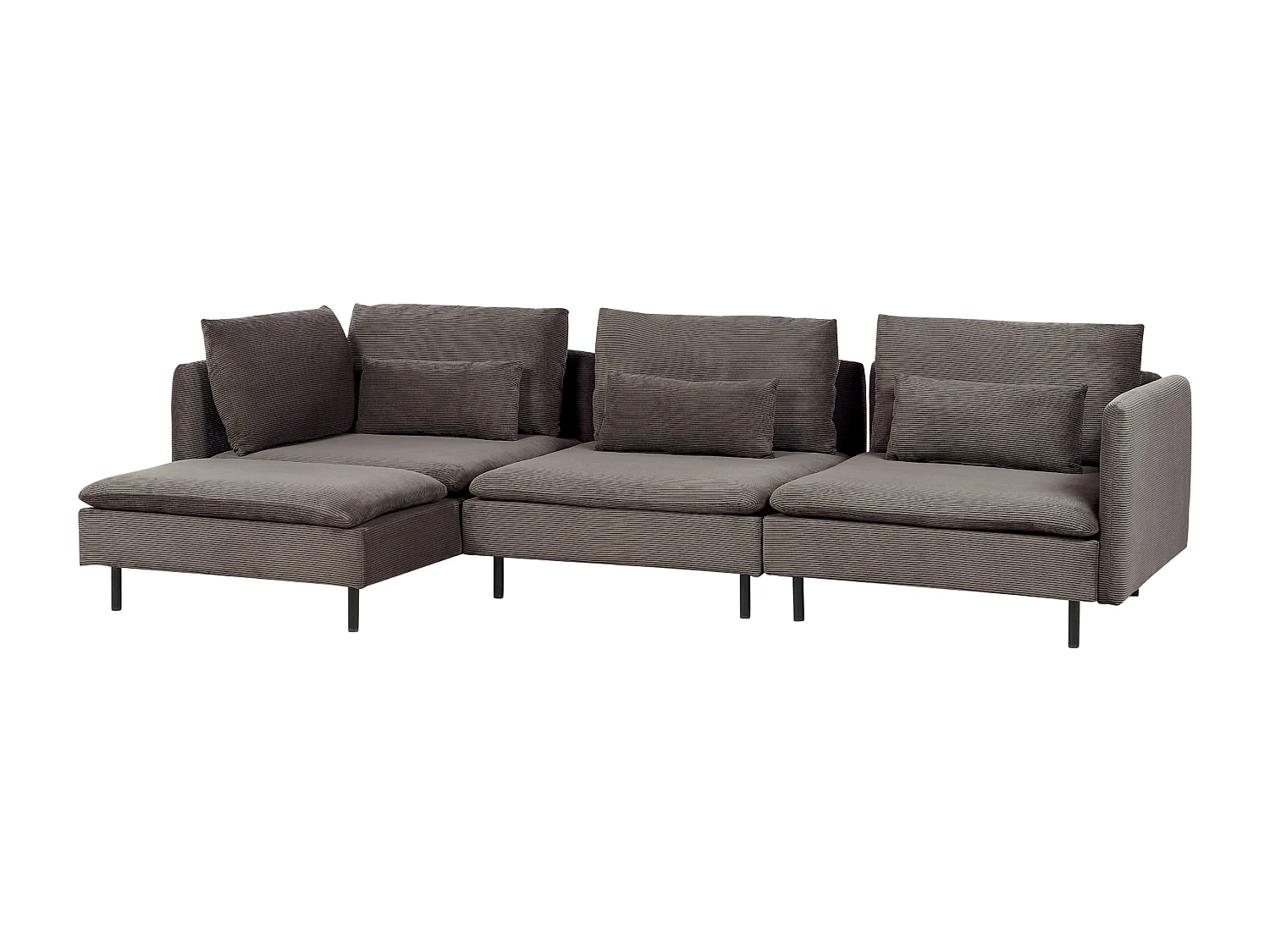 Sofá de canto modular EGERIS Bombazine Castanho escuro 3 lugares à direita