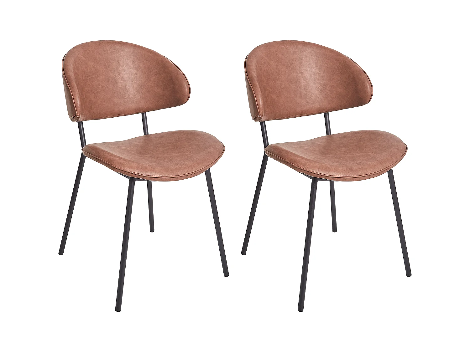 Lot de 2 chaises de salle à manger KIANA Cuir PU Marron