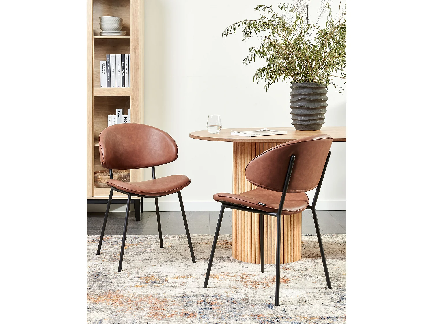 Set van 2 eetkamerstoelen KIANA Kunstleer Bruin