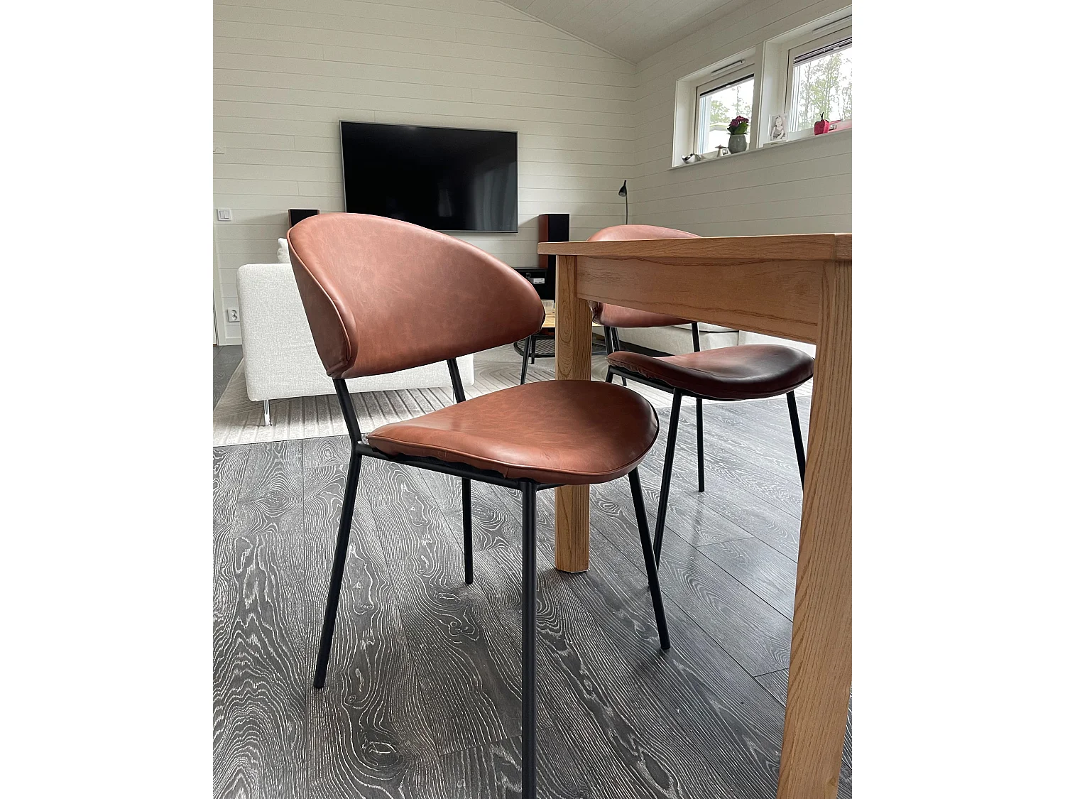 Set van 2 eetkamerstoelen KIANA Kunstleer Bruin