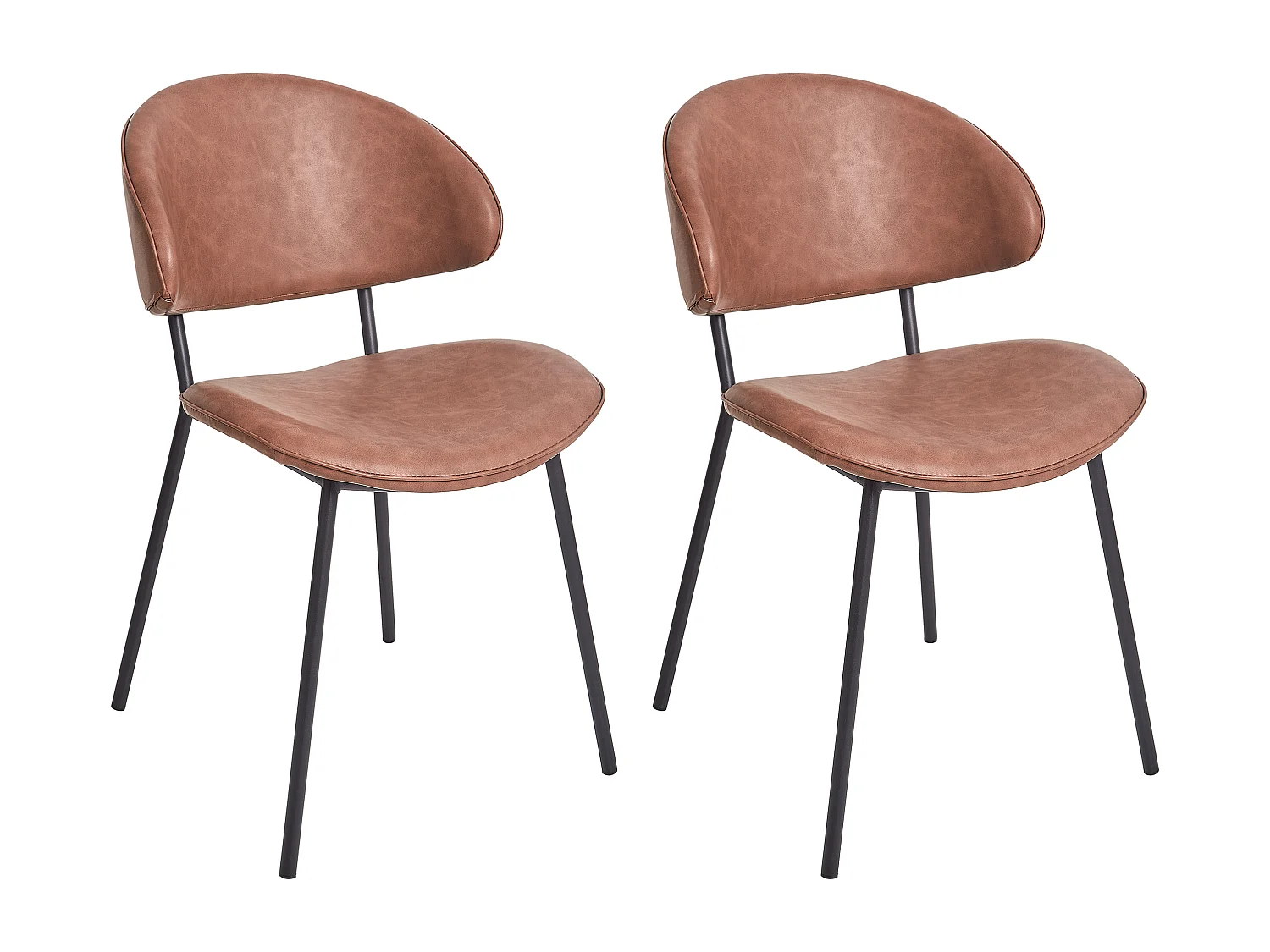 Set van 2 eetkamerstoelen KIANA Kunstleer Bruin