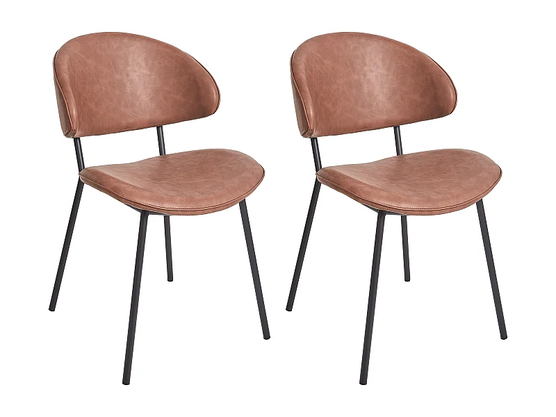 Set van 2 eetkamerstoelen KIANA Kunstleer Bruin