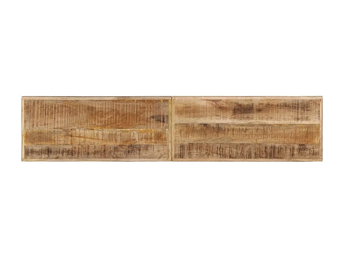 Panca 160 cm in legno massello di mango grezzo e acciaio