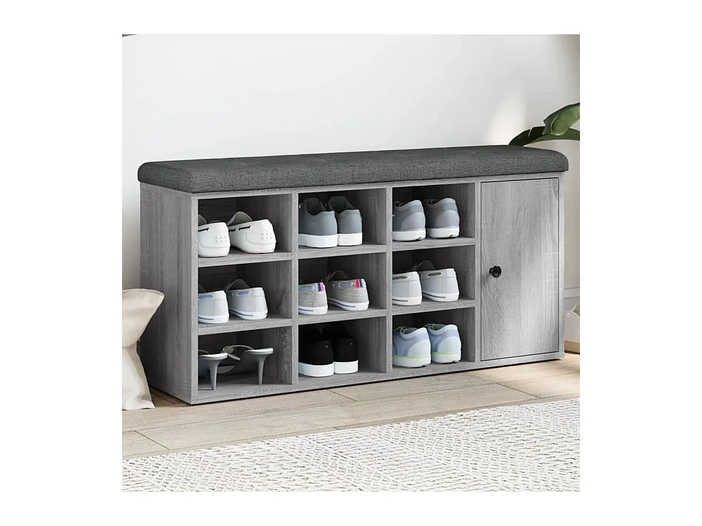 Sonoma grijze schoenenbank 102x32x50 cm samengesteld hout