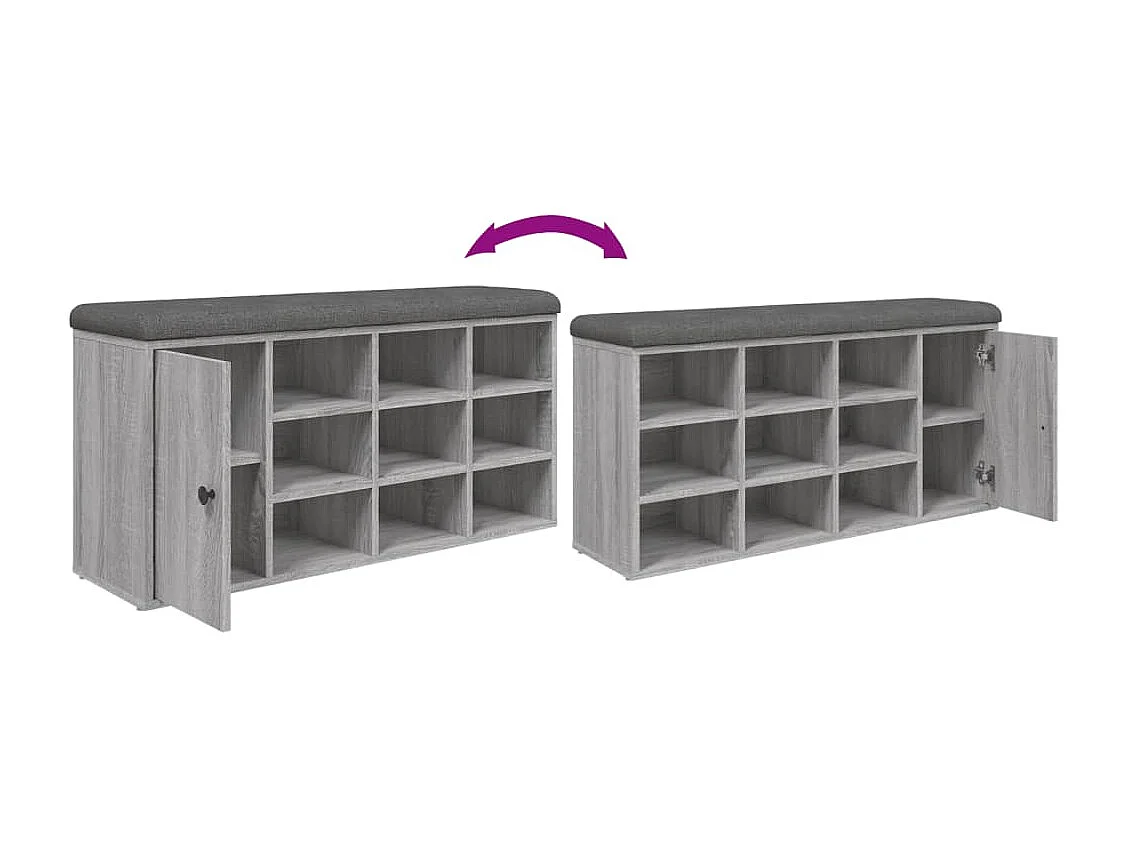 Banc à chaussures sonoma gris 102x32x50 cm bois d'ingénierie