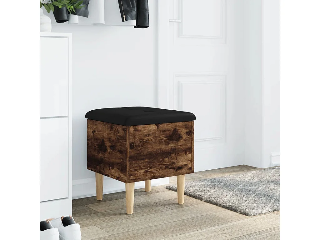 Banc de rangement chêne fumé 42x42x46 cm bois d'ingénierie